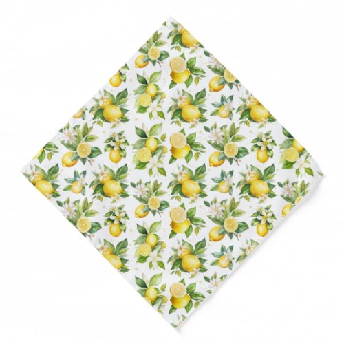 Lemon Pattern Lemon Flowers Leaves Citrus Bandana