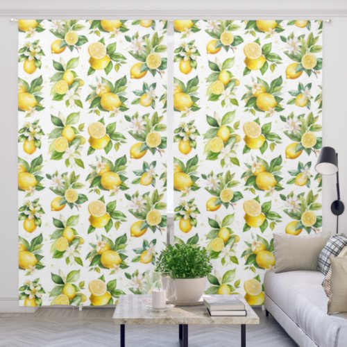 Lemon Pattern Lemon Flowers Leaves Citrus Blackout Curtains