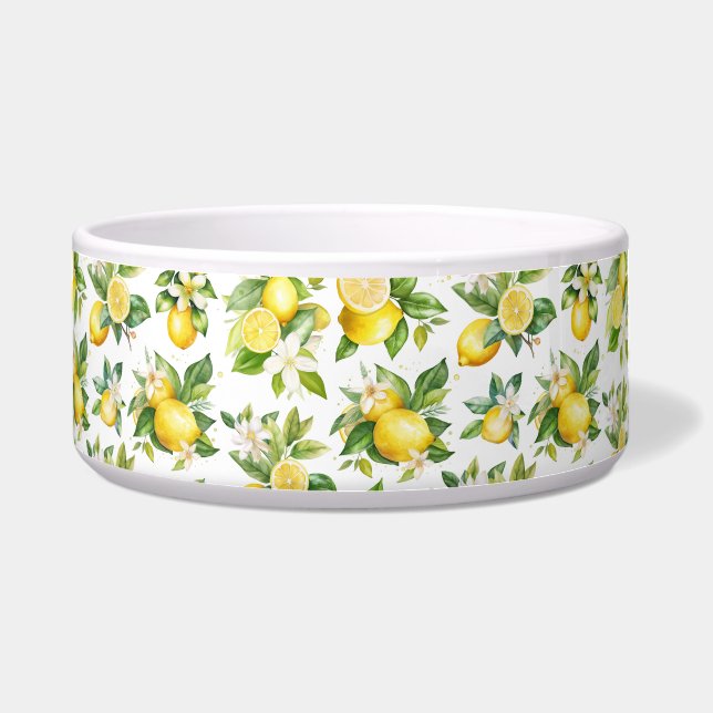 Lemon Pattern, Lemon Flowers, Leaves, Citrus Bowl (Front)