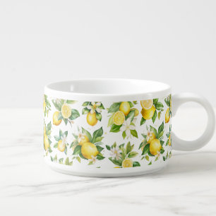 Lemon Pattern, Lemon Flowers, Leaves, Citrus Bowl