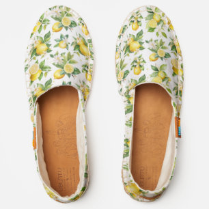 Lemon Pattern, Lemon Flowers, Leaves, Citrus Espadrilles