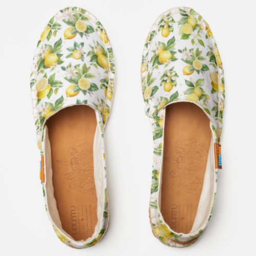 Lemon Pattern Lemon Flowers Leaves Citrus Espadrilles