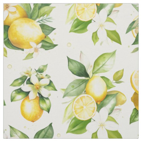 Lemon Pattern Lemon Flowers Leaves Citrus Fabric