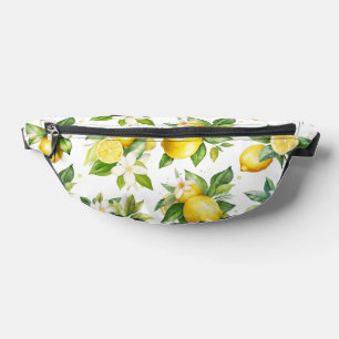 Lemon Pattern, Lemon Flowers, Leaves, Citrus Fanny Pack