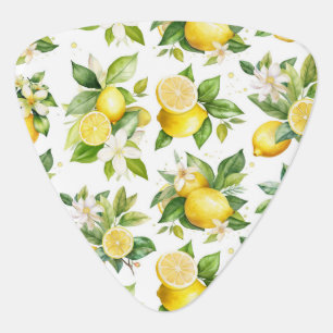 Lemon Pattern, Lemon Flowers, Leaves, Citrus Guitar Pick