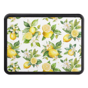 Lemon Pattern, Lemon Flowers, Leaves, Citrus Hitch Cover