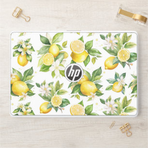 Lemon Pattern, Lemon Flowers, Leaves, Citrus HP Laptop Skin