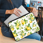 Lemon Pattern, Lemon Flowers, Leaves, Citrus Laptop Sleeve<br><div class="desc">Elegant,  stylish and sophisticated pattern with lemons,  flowers and leaves. Modern and trendy gift,  perfect for the fruit lover in your life.</div>