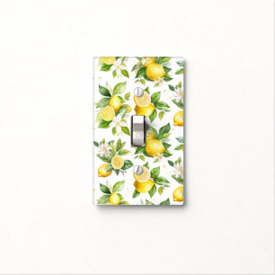Lemon Pattern, Lemon Flowers, Leaves, Citrus Light Switch Cover