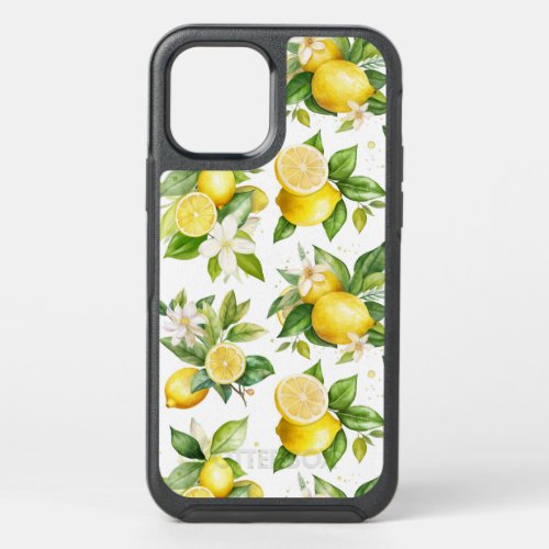 Lemon Pattern Lemon Flowers Leaves Citrus OtterBox Symmetry iPhone 12 Case