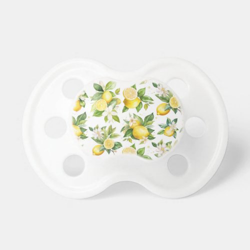 Lemon Pattern Lemon Flowers Leaves Citrus Pacifier