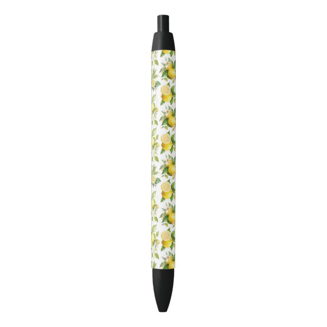 Lemon Pattern, Lemon Flowers, Leaves, Citrus Pen (Front Vertical)