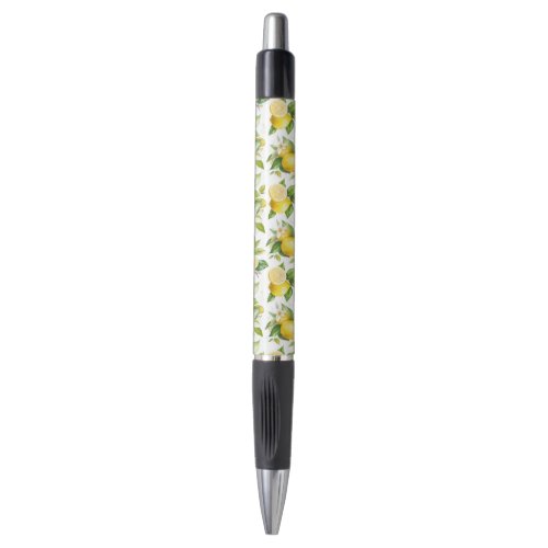 Lemon Pattern Lemon Flowers Leaves Citrus Pen