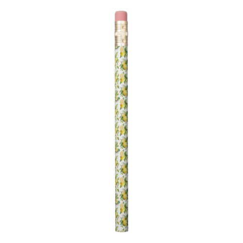 Lemon Pattern Lemon Flowers Leaves Citrus Pencil