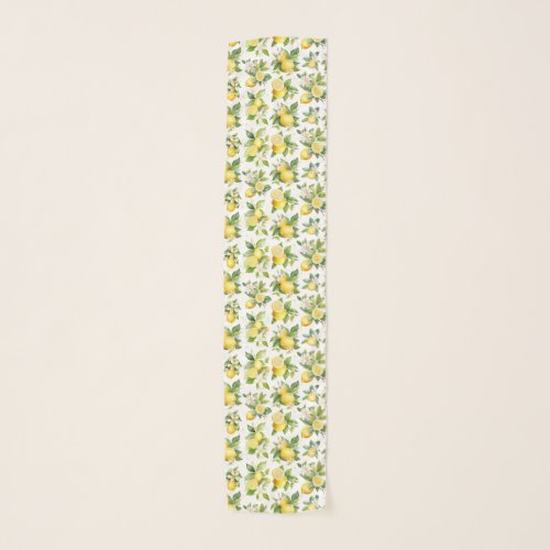 Lemon Pattern Lemon Flowers Leaves Citrus Scarf