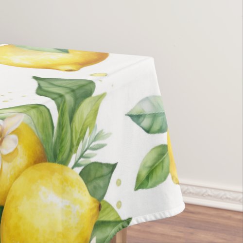 Lemon Pattern Lemon Flowers Leaves Citrus Tablecloth