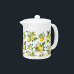 Lemon Pattern, Lemon Flowers, Leaves, Citrus Teapot<br><div class="desc">Elegant,  stylish and sophisticated pattern with lemons,  flowers and leaves. Modern and trendy gift,  perfect for the fruit lover in your life.</div>