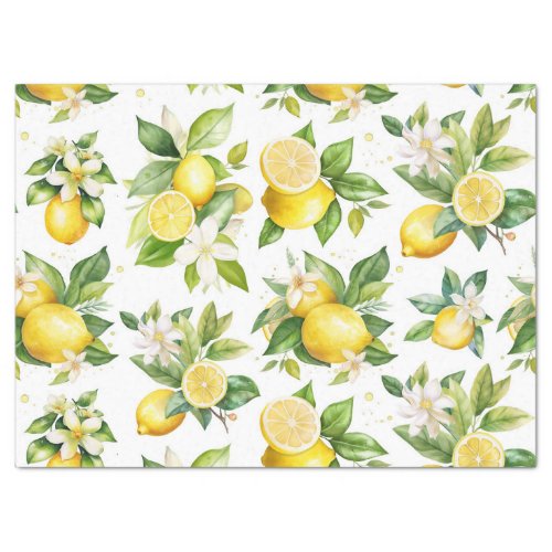 Lemon Pattern Lemon Flowers Leaves Citrus Tissue Paper