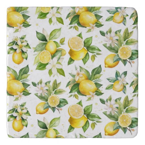 Lemon Pattern Lemon Flowers Leaves Citrus Trivet