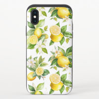 Lemon Pattern, Lemon Flowers, Leaves, Citrus