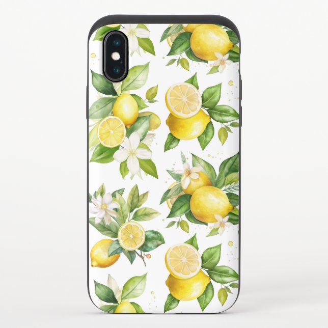 Lemon Pattern, Lemon Flowers, Leaves, Citrus Uncommon iPhone Case (Back)