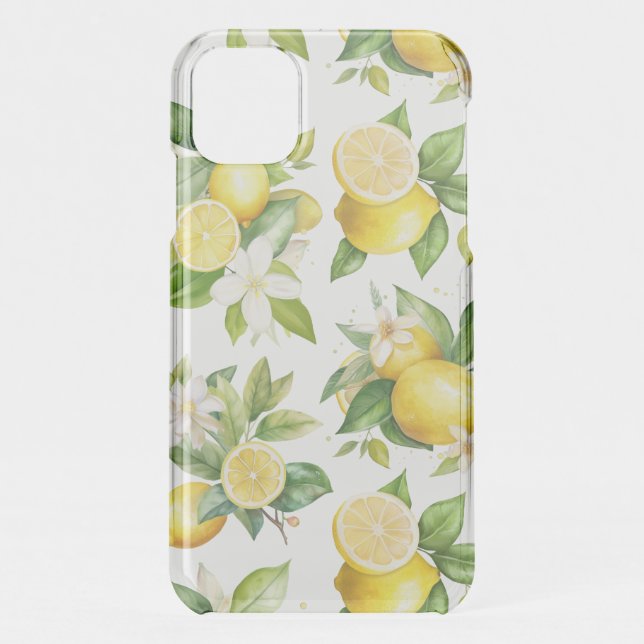 Lemon Pattern, Lemon Flowers, Leaves, Citrus Uncommon iPhone Case (Back)