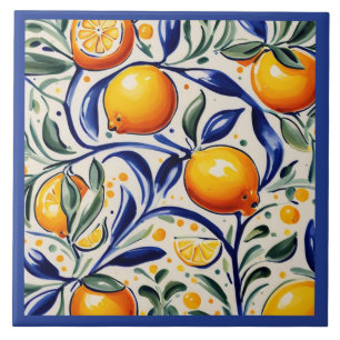 Lemon pattern Mediterranean Italian Citrus Fruit Ceramic Tile
