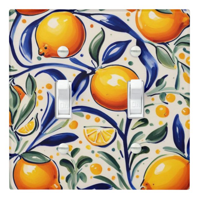 Lemon pattern Mediterranean Italian Citrus Fruit Light Switch Cover (In Situ)