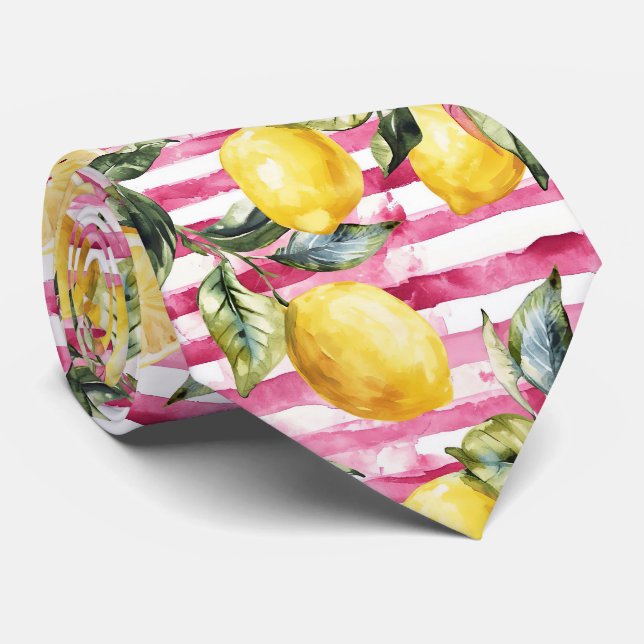 Lemon Pattern Men's Necktie  (Rolled)