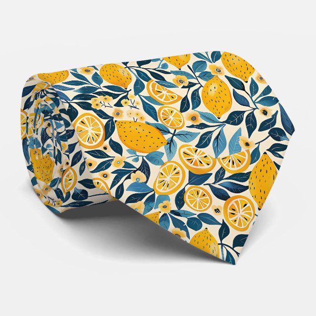 Lemon Pattern Men's Necktie  (Rolled)