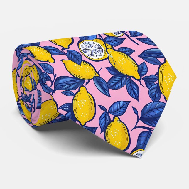 Lemon Pattern Men's Necktie  (Rolled)