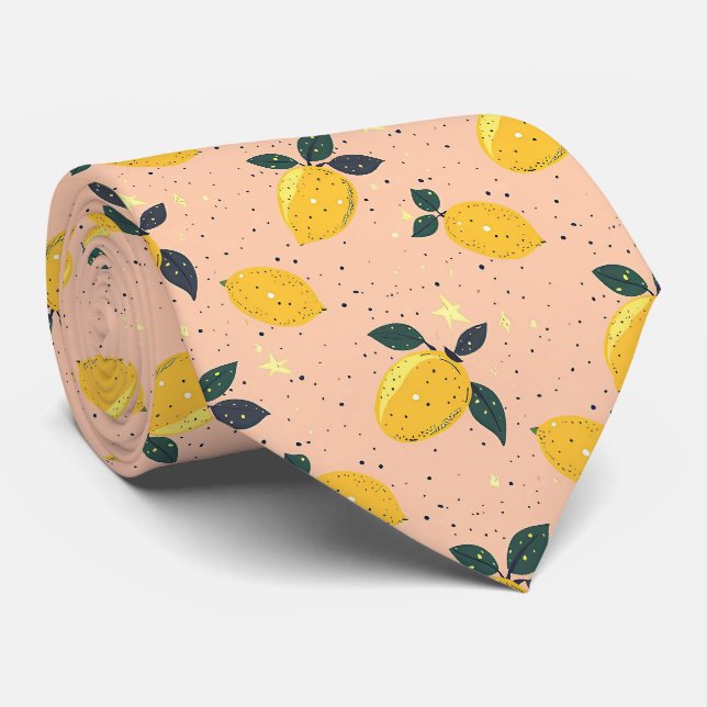 Lemon Pattern Men's Necktie  (Rolled)