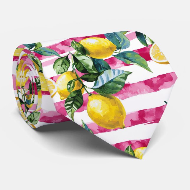 Lemon Pattern Men's Necktie  (Rolled)