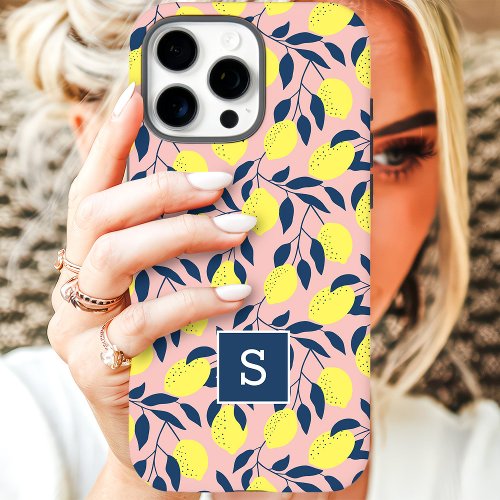 Lemon Pattern Monogram Iphone 16 Pro Case