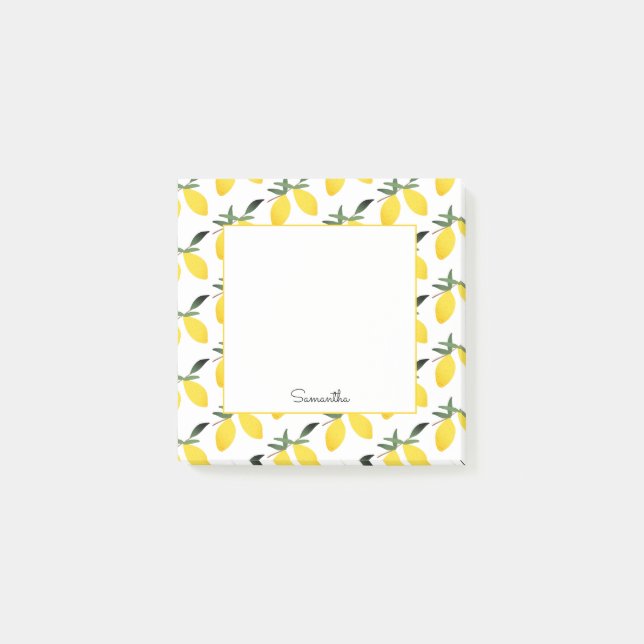 Lemon Pattern Name Post-it Notes (Front)