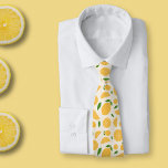 Lemon Pattern Neck Tie<br><div class="desc">A neck tie with a slice,  half-slice and full lemon pattern,  for citrus lovers. It could add a fresh touch when you go to work!</div>