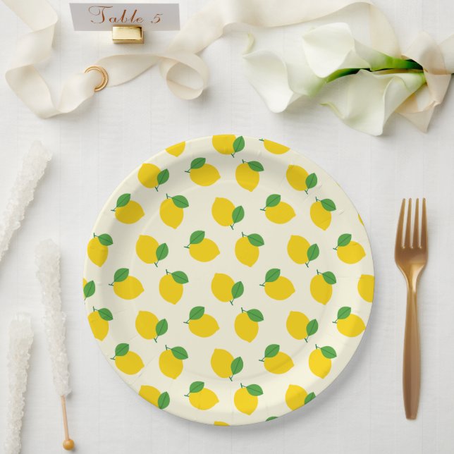  Lemon Pattern Paper Plates (Wedding)