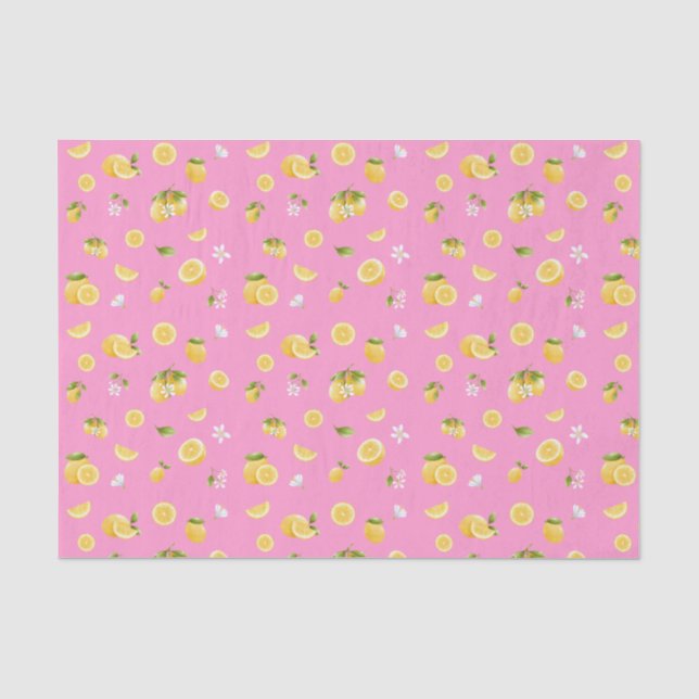 Lemon Pattern Pink Tissue Paper (Front)
