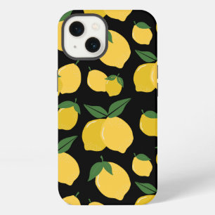 Lemon Pattern Retro Fruit Yellow On Black iPhone 13 Case