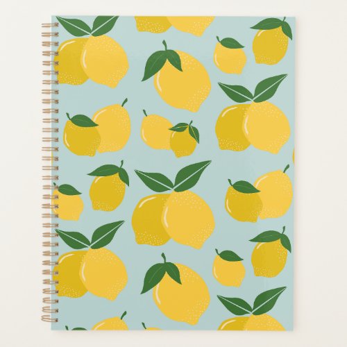 Lemon Pattern Retro Fruit Yellow On Green Planner