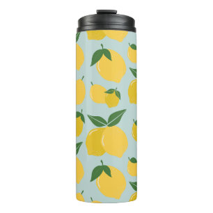 Lemon Pattern Retro Fruit Yellow On Green Thermal Tumbler