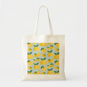 Lemon Pattern Retro Fruit Yellow On Green Tote Bag