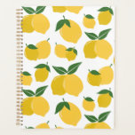 Lemon Pattern Retro Fruit Yellow On White Planner<br><div class="desc">Retro Fruit Print - Lemon Pattern – Yellow on White.</div>