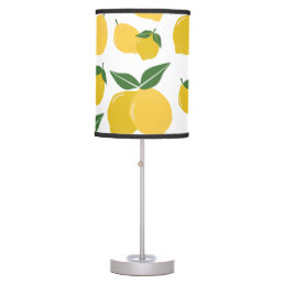 Lemon Pattern Retro Fruit Yellow On White Table Lamp