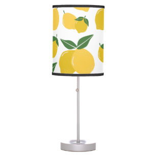 Lemon Pattern Retro Fruit Yellow On White Table Lamp