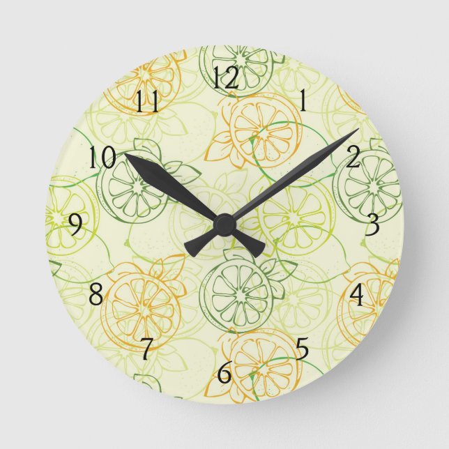 Lemon Pattern Round Clock (Front)