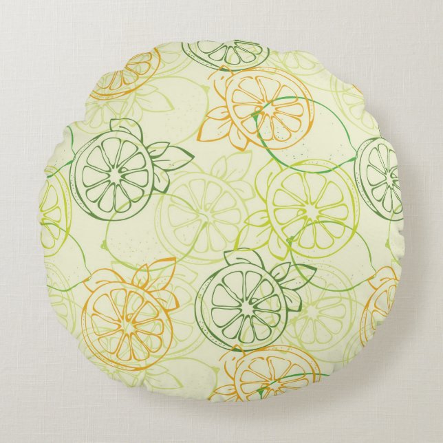 Lemon Pattern Round Pillow (Front)