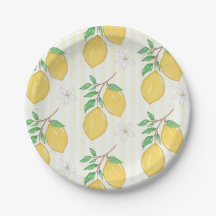 Lemon Pattern Summer Picnic Party Paper Plate