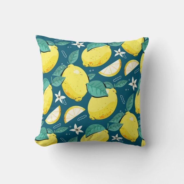 Lemon Pattern Throw Pillow (Front)