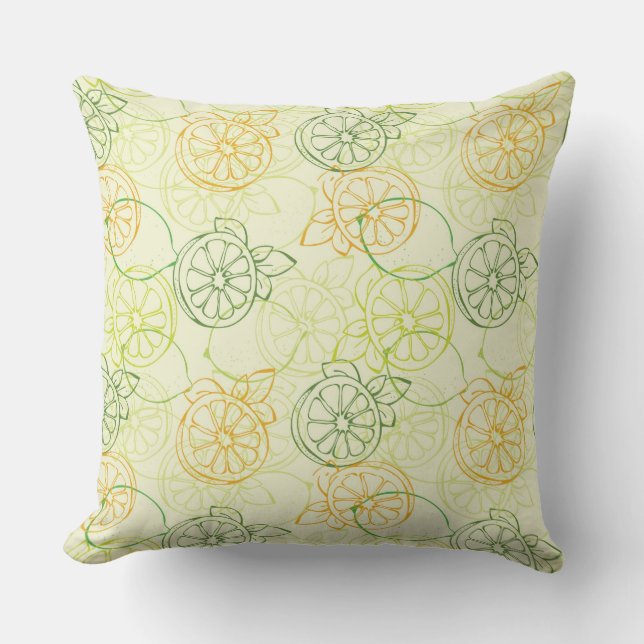 Lemon Pattern Throw Pillow (Front)